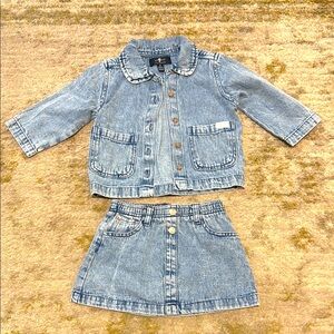 NWOT 7 For All Mankind Toddler Girl Light Blue Denim Jacket & Skirt Set 2T
